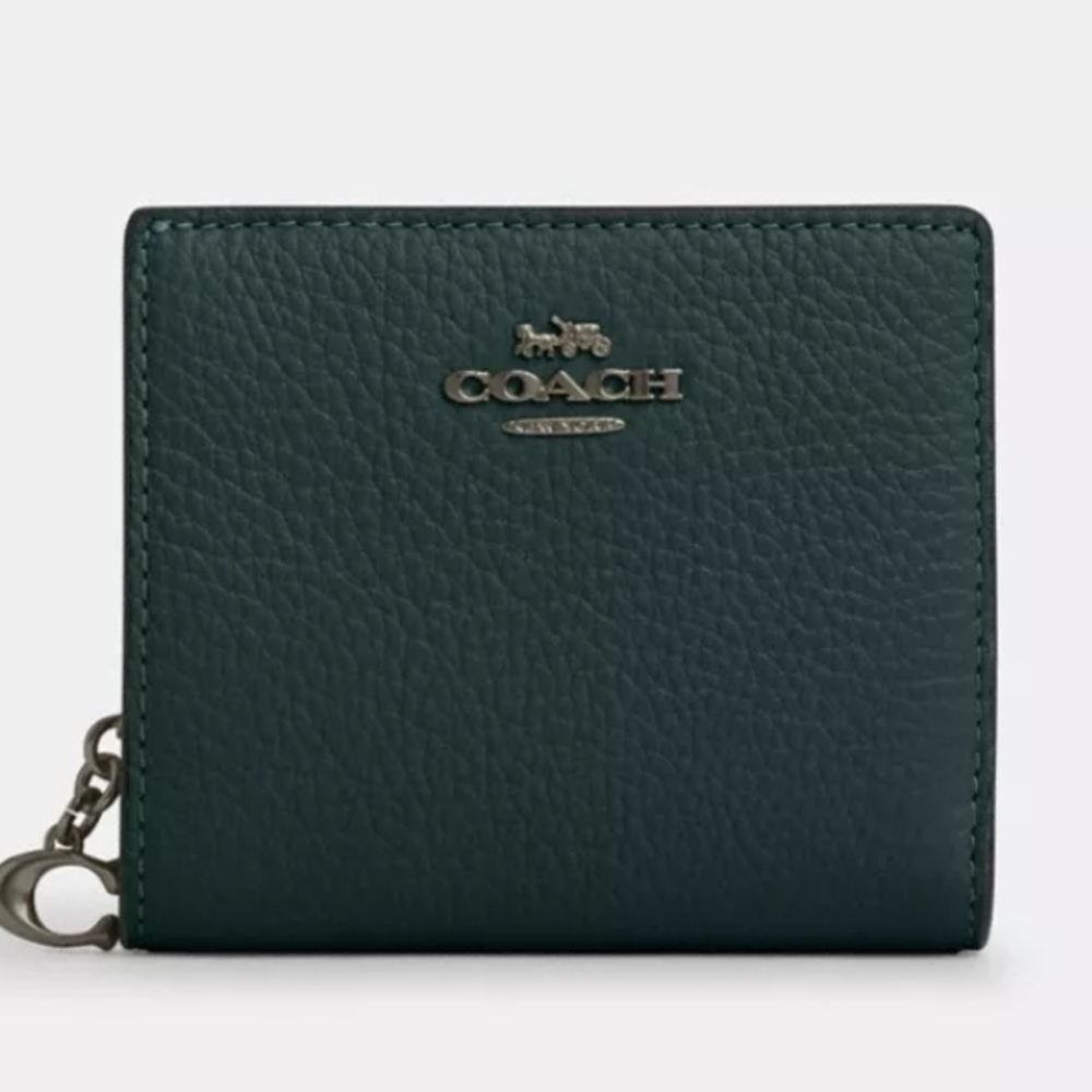 Coach Green Leather Snap Wallet